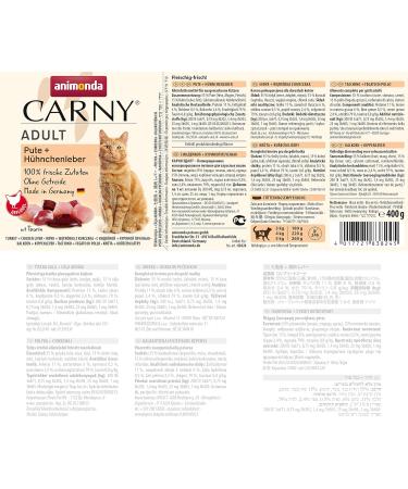 Animonda Carny Adult Cat Food - Turkey & Chicken Liver Wet Food (6 x 400g) | Premium International Shipping - Buy Online on GoSupps.com