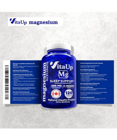 VitaUp Magnesium Glycinate for Men & Women - Magnesium Bisglycinate 200mg Capsules - High Absorption Magnesium Oxide - Muscle Function - Heart & Metabolism Support Magnesium Supplements 120 Vegan Caps 200mg Gentle - Buy Online on GoSupps.com