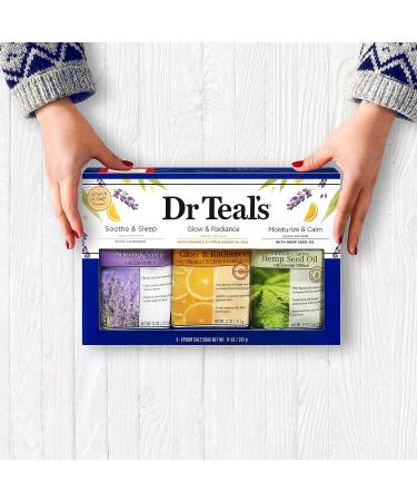 Dr Teal's Epsom Salt Trio Gift Set - Soothe & Sleep, Glow Radiance, Moisturize, Calm, Treat Your Skin & Senses - Stress-Relief Home Spa Kit for Achy Muscles (42 oz) - Buy Online on GoSupps.com