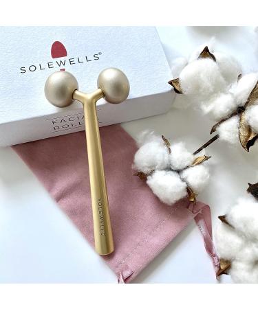 Gold Facial Cooling Roller Massager for Jawline Contouring, Lymphatic Drainage & Anti-Aging - Brighter, Smoother, Tighter Skin - Face Gym Tool, Puffiness Reducer - Buy Online on GoSupps.com