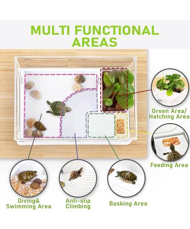 Orlushy Turtle Tank: Anti-Escaping Reptile Terrarium with Drainage Outlet | Ideal for Turtles, Crayfish, Crab, and Lizard | Multi-Functional Design - Buy Online on GoSupps.com