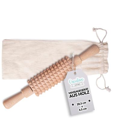 Creative Home Massage roller wood with handle |28.5 x 4.5 cm |Massage device for lymphatic drainage Maderotherapy Body tightening anti-cellulite |Massage scooter for massage thighs buttocks buttocks feet - Buy Online on GoSupps.com