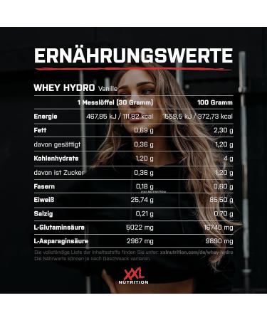 XXL Nutrition Whey Hydro - Hydrolyzed Whey Isolate Protein Powder | 87.5% Protein EAAs & BCAAs - 1000g Vanilla | Fast Recovery | International Shipping - Buy Online on GoSupps.com