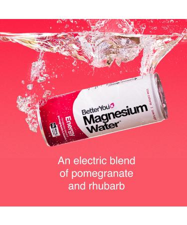 BetterYou Magnesium Mineral Water Energy Natural Sustained Energy Boost Magnesium Glycinate Vital B Vitamins & Nitrates Infused with Pomegranate & Rhubarb Pack of 12 250 ml - Buy Online on GoSupps.com