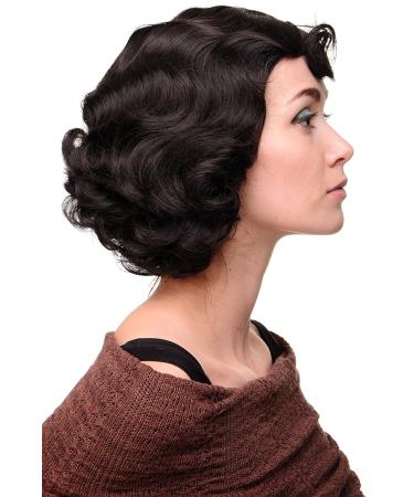 WIG ME UP A4002-3 Ladies 20s Swing Bob Wavy Wig - Dark Brown 25 cm | International Shipping - Buy Online on GoSupps.com