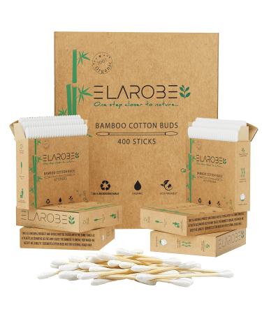 ELAROBE Cotton Buds 400 Bamboo Cotton Buds | 100% Organic Ear Buds Cotton | Biodegradable Cotton Earbuds | Sustainable Ear Cleaning Makeup & Cleaning Small Items (6x67 Cotton Earbuds Bamboo)