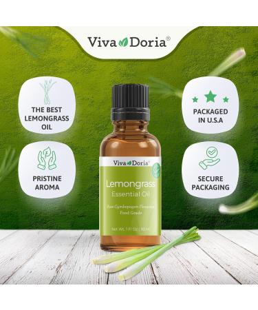 Viva Doria 100% Pure Lemongrass Essential Oil - Undiluted Food Grade Guatemalan Lemongrass Oil 30 mL | International Shipping Available - Buy Online on GoSupps.com