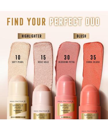 Coty Max Factor Miracle Pure Luminous Touch Highlighter Balm 10 Coral Blush highlighter with radiant finish in stick format dewy glow vegan formula 6 g - Buy Online on GoSupps.com