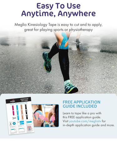 Meglio Kinesiology Tape - 5m Roll for Muscle Support & Injury Recovery - Therapeutic, Hypoallergenic, Waterproof - Black - Buy Online on GoSupps.com