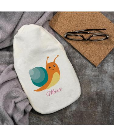 Personalized Hot Water Bottle with Cozy Cover - Custom Text Gift for Kids & Adults | 800ml Snail Design - Buy Online on GoSupps.com