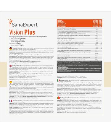 SANAEXPERT VISION PLUS - Enhance Eye Health & Vision Support with Lutein Zeaxanthin Coenzyme Q10 Vitamins A & E - 60 Capsules for Optic Nerve Health - International Shipping Available - Buy Online on GoSupps.com