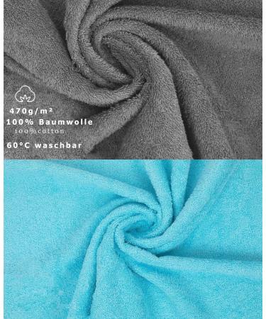 Buy Betz 10-Piece Premium 100% Cotton Wash Glove Set | Anthracite & Turquoise | International Shipping - Buy Online on GoSupps.com