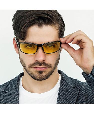 Bircen Night Vision Glasses for Driving | HD Anti Glare Al-Mg Frame | Men and Women | B-Black Frame Night Vision Lens - Buy Online on GoSupps.com