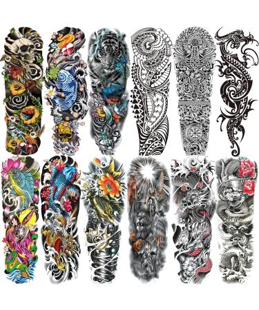 Aresvns Temporary Tattoo for Men and Women (L19“xW7”), Full Arm Fake Tattoos for adults,Waterproof Realistic Sleeve Tattoos Long lasting Pattern 01