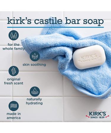 Castile Bar Soap by Kirk's - Vegan Coconut Oil Soap for Sensitive Skin | 24 Pack | Original Fresh Scent - Buy Online on GoSupps.com