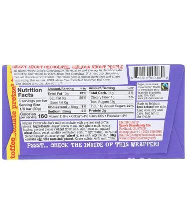 Tony's Chocolonely Pretzel Toffee Bar - 6.35 oz - Case of 1 | Premium Chocolate Treat - Buy Online on GoSupps.com