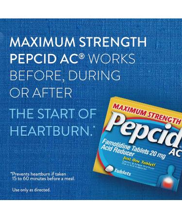 Pepcid AC Maximum Strength 20mg Famotidine for All-Day Heartburn Relief - 25 ct - Buy Online on GoSupps.com