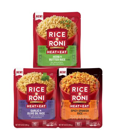 Rice A Roni Heat & Eat Rice, 3 Flavor Variety Pack, 8.8 Ounce (Pack of 6) 3-Flavor Variety Pack, Heat & Serve