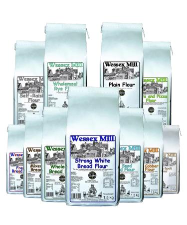 Wesses Mill Flour Pick N Mix - Create Custom Flour Combo with 10+ Flavours | Strong White Wholemeal French Plain Flour Self Raising | 2 Pack - Perfect Flour Gift Set for Bread Lovers