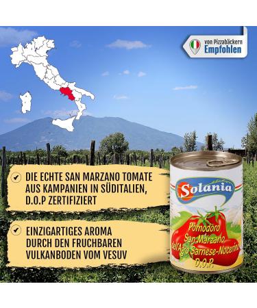 SOLANIA San Marzano Tomatoes DOP - 12x400g Canned Whole Peeled Pizza Tomatoes for Authentic Italian Cooking - Buy Online on GoSupps.com
