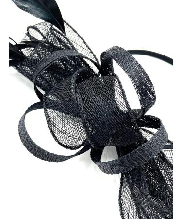 Ladies Large Feather Aliceband/Clip Fascinator for Weddings Races Royal Ascot Hair Piece (Black) - Buy Online on GoSupps.com