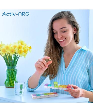 Medical Pill Box Organizer - Weekly Large Case with AM/PM Reminder - 14 Compartments Easy Open Design for Vitamins & Medication - Buy Online on GoSupps.com