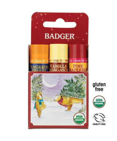 Badger Lip Balm Gift Set - 3 Pack Red Box | Nourishing .15 oz Each - Buy Online on GoSupps.com