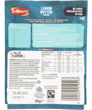Schwartz Lemon Butter Sauce Mix for Fish & Pepper 38g (Pack of 1) - Buy Online on GoSupps.com