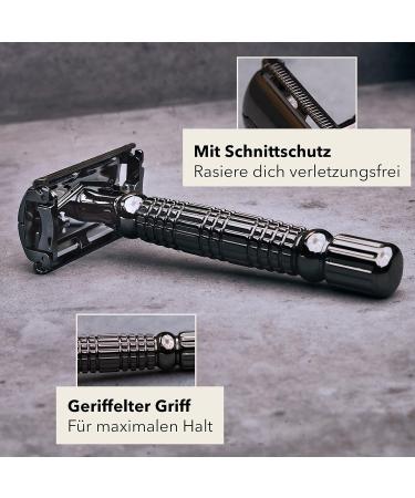 St rtebekker Premium Razor Hobel - Handmade Leather Etui | Vintage Wet Razor Set with 10 Blades & Mirror | Perfect Travel Shaving Gear - Buy Online on GoSupps.com