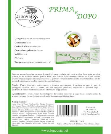 Prima e Dopo (Before and After) Anti-mosquito and after-bite milk - 75 ml - Protects against mosquitoes and soothes the itching of bites - Ideal for delicate skin - Buy Online on GoSupps.com
