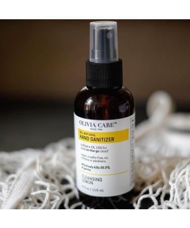 Olivia Care Hand Sanitizer - Alcohol-Based with Lemon Essential Oils - 99.9% Germ-Killing Formula - Portable and Moisturizing - 4 FL OZ - Buy Online on GoSupps.com