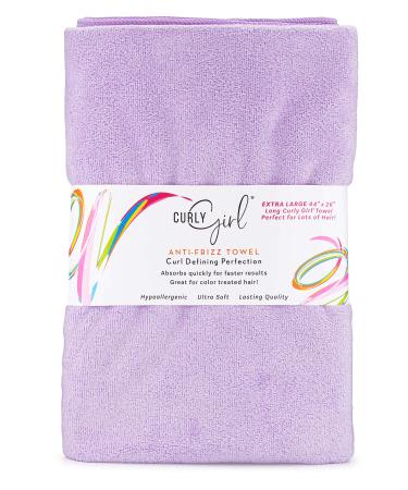 Curly Girl, Extra Large, Microfiber Hair Towel for Curly Hair, Large 44" x 26", Super Absorbent and Quick Drying Hair Towel Lavender