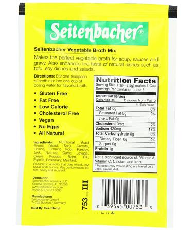 Seitenbacher Vegetable Broth Mix - 0.80 oz Packets (12 Pack) - Buy Online on GoSupps.com
