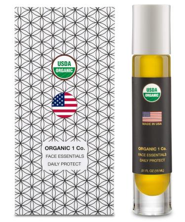 Organic Face Oil Daily Protect Moisturizer by ORGANIC 1 Radiant Glow Facial Oil Serum. Rosehip Pomegranate Ylang Ylang Clary Sage Geranium Shea Almond Avocado Baobab Carrot Sunflower Jojoba