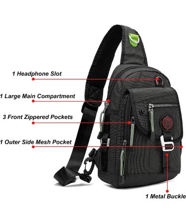 Nicgid Sling Bag Chest Shoulder Backpack - Black, iPad/Tablet Compatible - Outdoor Hiking Crossbody for Men and Women - Buy Online on GoSupps.com