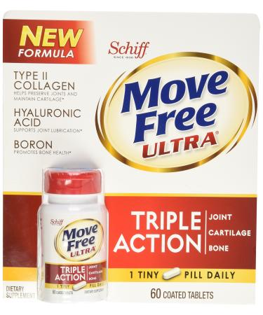 Schiff Move Free Ultra Type II Collagen Hyaluronic Acid Boron Tripe Action Tablets (60 ct) 60 Count (Pack of 1)
