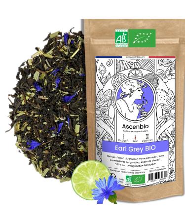 Ascenbio - Black tea - Earl Grey natural organic - 180g loose - prepared and packaged in France - biodegradable packaging