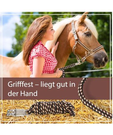 Lead Rope for Horses - 2m Tie Rope with Panic Hook in Multiple Colors (Brown Beige Black) | International Shipping Available - Buy Online on GoSupps.com
