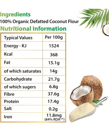 TIANA Fairtrade Organic Coconut Flour Premium Quality and Low-Carb 500g - Buy Online on GoSupps.com