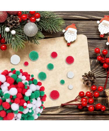BQTQ 1200 Pieces Christmas Pom Pom Craft Balls for Craft Making and Decorations - White, Green, Red (3 Sizes) - Buy Online on GoSupps.com