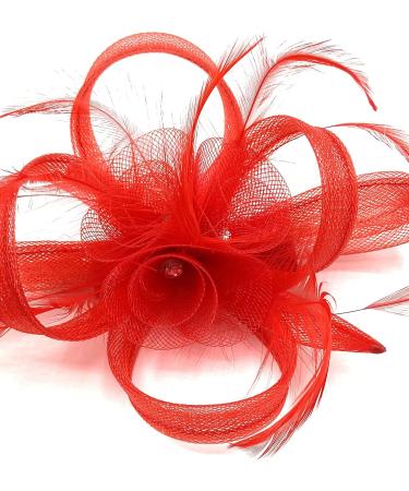 Ladies Feather Beak Clip Fascinator Weddings Races Royal Ascot Hair Piece Clip Red - Buy Online on GoSupps.com