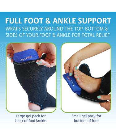 TheraPAQ Ankle Ice Pack Wrap - Hot & Cold Compression Brace for Injuries | Includes 2 Gel Packs | Relief from Sprain, Plantar Fasciitis, Achilles Tendonitis | Fits XS-XL - Buy Online on GoSupps.com