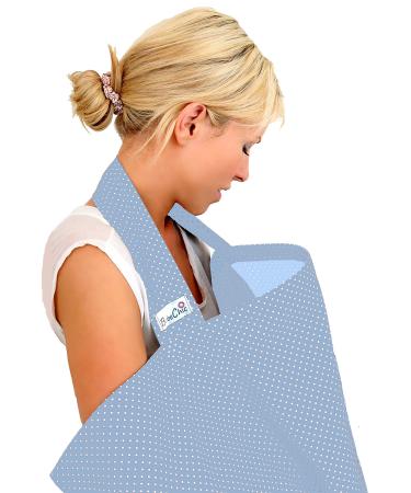 BebeChic.UK - Oeko-Tex Certified 100% Cotton - Breastfeeding Covers - Boned Nursing Tops - Powder Blue/White dot powder blue / white dot