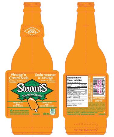 Stewarts Fountain Classic Soda 355ml Glass Bottles Orange'n Cream Soda 24 Count - Buy Online on GoSupps.com