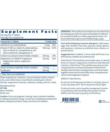 Klaire Labs Osteothera Plus Ipriflavone Tablets - Bone Support Formula with Calcium, Vitamin K & D3 - 120 Tablets - Buy Online on GoSupps.com