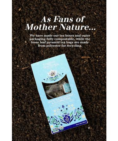 English Tea Shop Organic White Tea Blueberry & Elder Flower Loose Leaf - 15 Pyramid Tea Bags - Buy Online on GoSupps.com