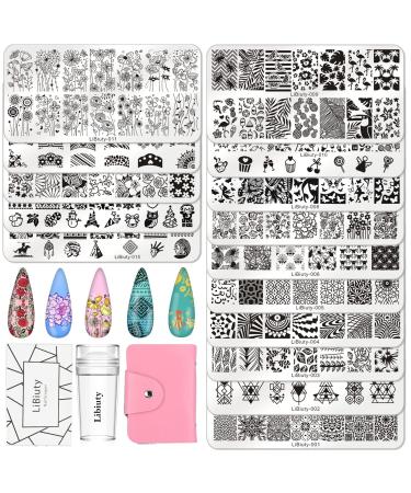 Budoci Nail Stamping Set 15 er nail Stamping Plate Kit Nail Stamping Stencil Plates + Stamps + Suchaber + Stamp bags for nail stamp French nail atr manicure 15 st nail stamp plates set