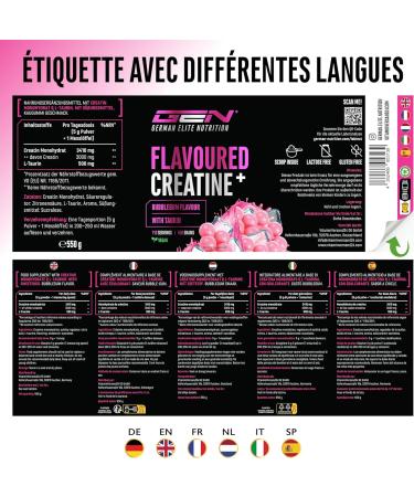  GEN GERMAN ELITE NUTRITION Flavored Creatine Powder - 550g - Creatine Monohydrate + L-Taurine - Flavored Micronized Creatine - Sugar-Free & Excellent - Buy Online on GoSupps.com