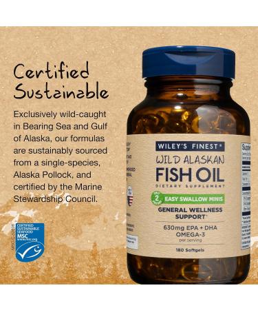 Wiley's Finest Wild Alaskan Fish Oil Minis - 630 mg, 180 Easy Swallow Softgels - Buy Online on GoSupps.com