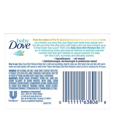 Baby Dove Bar Soap Rich Moisture 3.17 oz 8 Pack - Gentle & Nourishing Baby Soap Bars, Washes Away Bacteria - Buy Online on GoSupps.com